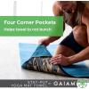 Gaiam Yoga Towel – Mat Sized Active Dry Non Slip Moisture Wicking Sweat Absorbent Microfiber Hot Yoga Towel for Women & Men | Stay-Put Corner Pockets (70″ Long x 26″ Wide)(Grey)