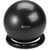 Gaiam Essentials Balance Ball & Base Kit, 65cm Yoga Ball Chair, Exercise Ball with Inflatable Ring Base for Home or Office Desk, Includes Air Pump(Black)