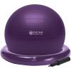 Gaiam Essentials Balance Ball & Base Kit, 65cm Yoga Ball Chair, Exercise Ball with Inflatable Ring Base for Home or Office Desk, Includes Air Pump(Purple)