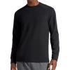 Gaiam Mens Cozy & Cool Long Sleeve Crewneck Top, Standard Fit, Stretch Midweight Micro Waffle Jacquard Material(Black)