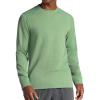 Gaiam Mens Cozy & Cool Long Sleeve Crewneck Top, Standard Fit, Stretch Midweight Micro Waffle Jacquard Material(Loden Frost)