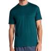 Gaiam Mens Everyday Basic Crewneck Top, Standard Fit, Stretch Midweight Material(Deep Teal Heather)