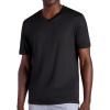Gaiam Mens Everyday Basic V-Neck Top, Standard Fit, Stretch Midweight Material(Black)