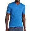 Gaiam Mens Everyday Basic V-Neck Top, Standard Fit, Stretch Midweight Material(Federal Blue Heather)