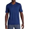Gaiam Mens Everyday Basic V-Neck Top, Standard Fit, Stretch Midweight Material(Medieval Blue Heather)
