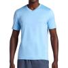 Gaiam Mens Everyday Basic V-Neck Top, Standard Fit, Stretch Midweight Material(Placid Blue Heather)