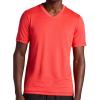 Gaiam Mens Everyday Basic V-Neck Top, Standard Fit, Stretch Midweight Material(Poppy Red Heather)