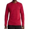 Gaiam Mens Power Long Sleeve Crewneck Top, Standard Fit, Stretch Heavyweight Fleece Material(Biking Red Heather)