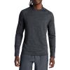 Gaiam Mens Power Long Sleeve Crewneck Top, Standard Fit, Stretch Heavyweight Fleece Material(Black Heather)