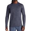 Gaiam Mens Power Long Sleeve Crewneck Top, Standard Fit, Stretch Heavyweight Fleece Material(Ebony Heather)