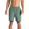 Gaiam Men’s Upside 7” Short with Liner, Standard Fit, Stretch Lightweight Material, Moisture-Wicking(Duck Green)