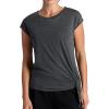 Gaiam Womens Burnout Tie Crewneck T-Shirt with Adjustable Hem, Relaxed Fit, Lightweight Breathable Material(Black (Tap Shoe))