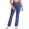 Gaiam Womens Crossover Waistband Flared Bottom Yoga Pant, Slim Fit, 31” Inseam, Moisture-Wicking(Blue Indigo)