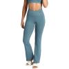 Gaiam Womens Crossover Waistband Flared Bottom Yoga Pant, Slim Fit, 31” Inseam, Moisture-Wicking(Goblin Blue)