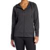 Gaiam Women’s Marled Hooded Jacket, Slim Fit, Stretch Midweight Heathered Material(Black Heather (Tap Shoe))