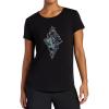 Gaiam Womens Mindful Flower Diamond Crewneck T-Shirt, Relaxed Fit, Stretch Lightweight Material, Curved Hem(Black (Tap Shoe))