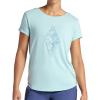 Gaiam Womens Mindful Flower Diamond Crewneck T-Shirt, Relaxed Fit, Stretch Lightweight Material, Curved Hem(Blue Haze)