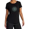Gaiam Womens Mindful Flower Moon Crewneck T-Shirt, Relaxed Fit, Stretch Lightweight Material, Curved Hem(Black (Tap Shoe))