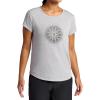 Gaiam Womens Mindful Flower Moon Crewneck T-Shirt, Relaxed Fit, Stretch Lightweight Material, Curved Hem(Light Grey Heather)