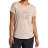 Gaiam Womens Mindful Flower Moon Crewneck T-Shirt, Relaxed Fit, Stretch Lightweight Material, Curved Hem(Mushroom)