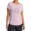Gaiam Womens Mindful Flower Moon Crewneck T-Shirt, Relaxed Fit, Stretch Lightweight Material, Curved Hem(Sea Fog)