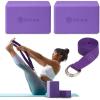 Gaiam Yoga Block – Supportive Latex-Free Eva Foam – Soft Non-Slip Surface with Beveled Edges for Yoga, Pilates, Meditation – Yoga Accessories for Stability, Balance, Deepen Stretches(2pk Combo Deep Purple)