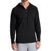 Gaiam mens Serenity Flow Long Sleeve Cowl Neck Quarter-zip Hoodie, Standard Fit, Stretch Midweight Material(Black)