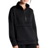 Gaiam womens Popover Quarter-zip, Relaxed Cropped Fit, Stretch Midweight Material(Black (Tap Shoe))