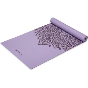Gaiam Yoga Mat – Premium 5mm Print Thick Non Slip Exercise & Fitness Mat for All Types of Yoga, Pilates & Floor Workouts (68″ x 24″ x 5mm)(New Lilac Sundial)
