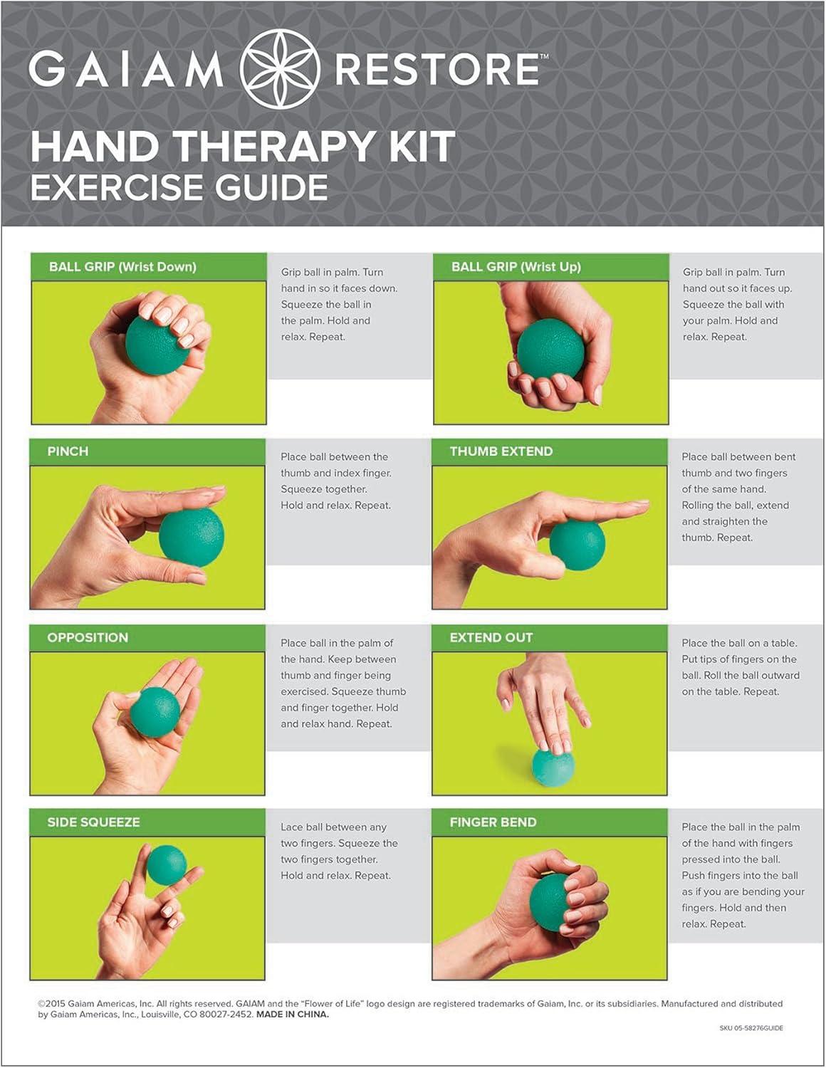 imageGaiam Restore Hand Therapy Exercise Ball Kit 3Level Hand Grip Strengthener Massage Balls Soft Medium Firm for Physical Therapy ampamp Hand Pain Relief Ease Muscle Tension with Hand Balls Set of 3