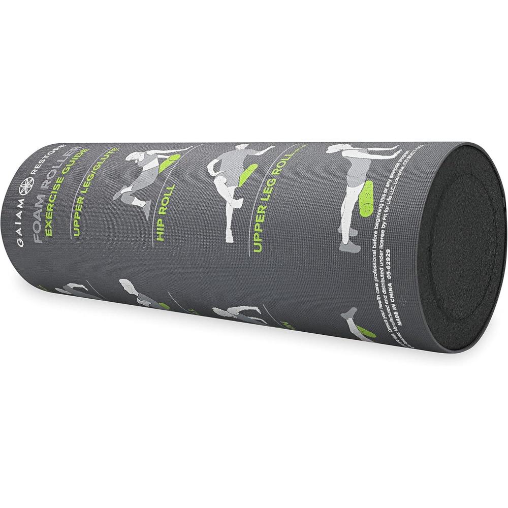 imageGaiam Restore Foam Roller with SelfGuided Exercise Illustrations Printed on Massage Roller 18 Inch