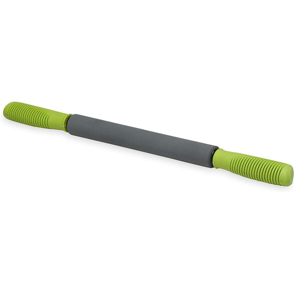 imageGaiam Restore Massage Stick Roller  Dimensions 19quotL Foam Cushioned Performance Hand Held Muscle Massager  Comfort Grip Handles  Solid Steel Construction