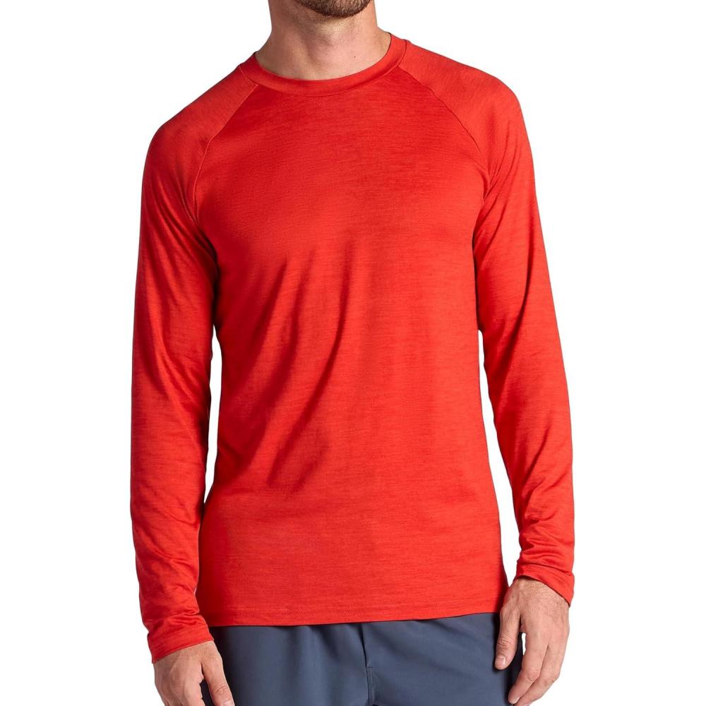 imageGaiam Mens Everyday Basic Long Sleeve Crewneck Top Standard Fit Stretch Midweight MaterialMolten Lava Heather