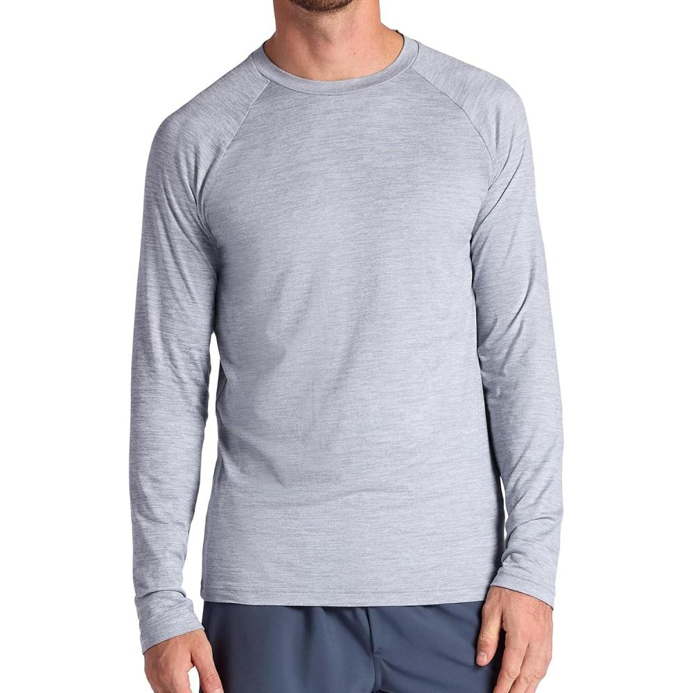 imageGaiam Mens Everyday Basic Long Sleeve Crewneck Top Standard Fit Stretch Midweight MaterialSleet Heather