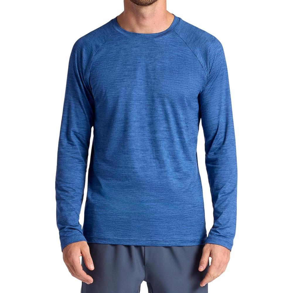 imageGaiam Mens Everyday Basic Long Sleeve Crewneck Top Standard Fit Stretch Midweight MaterialTrue Navy Heather
