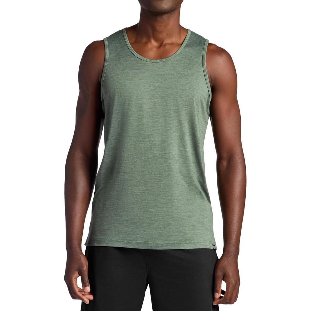 imageGaiam Mens Everyday Basic Tank Top Standard Fit Stretch Midweight Jersey MaterialDuck Green Heather