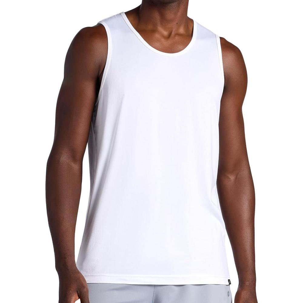 imageGaiam Mens Everyday Basic Tank Top Standard Fit Stretch Midweight Jersey MaterialStark White