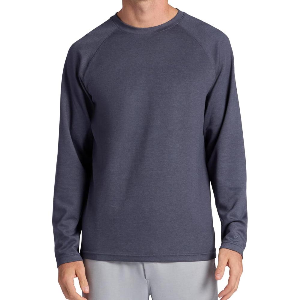 imageGaiam Mens Flow State Long Sleeve Crewneck Top Standard Fit Stretch Midweight MaterialCool Grey Heather