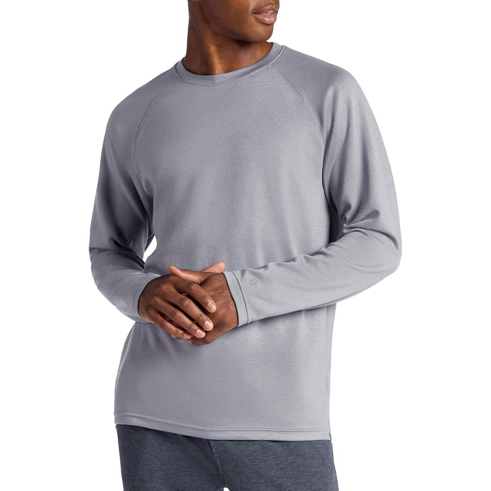imageGaiam Mens Flow State Long Sleeve Crewneck Top Standard Fit Stretch Midweight MaterialSleet