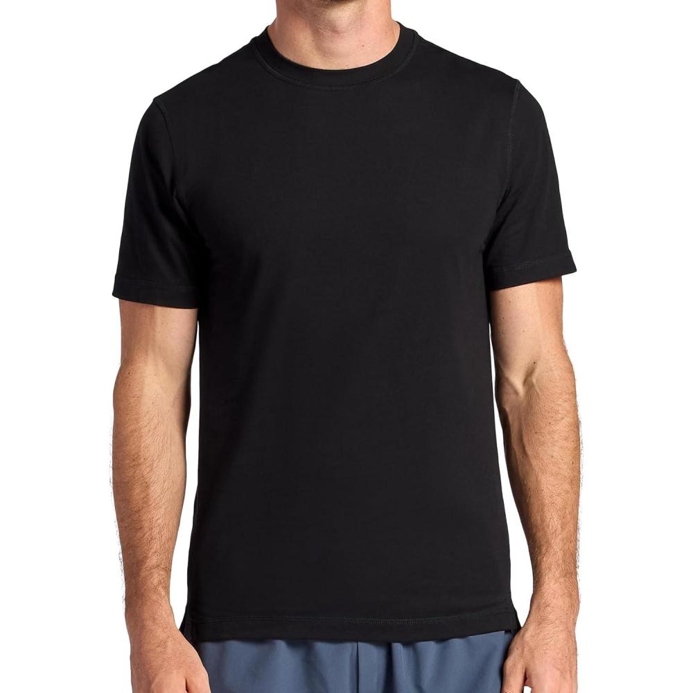 imageGaiam Mens Zen Vent Short Sleeve Crewneck TShirt Standard Fit Stretch Midweight MaterialBlack