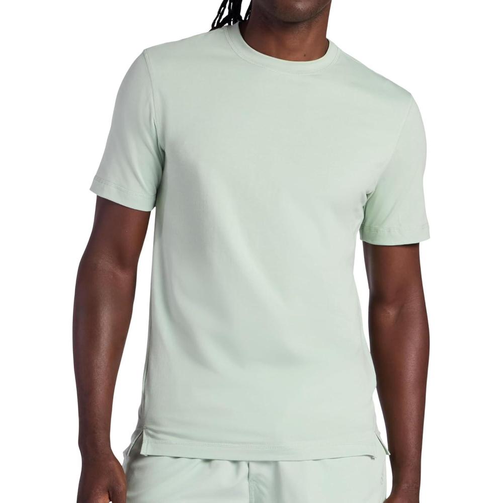 imageGaiam Mens Zen Vent Short Sleeve Crewneck TShirt Standard Fit Stretch Midweight MaterialDusty Green