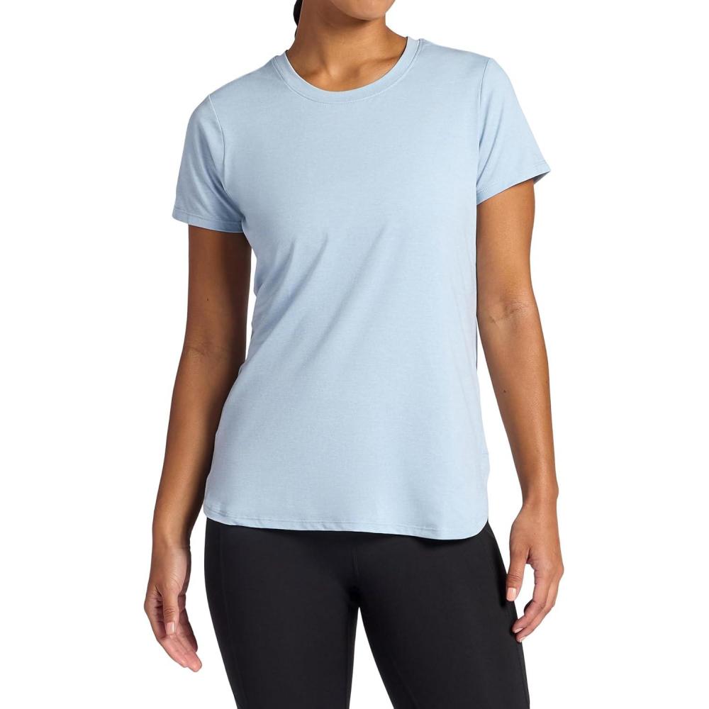 imageGaiam Womens Everyday Performance Crewneck TShirt Slim Fit Stretch Lightweight Material MoistureWickingBlue Fog Heather