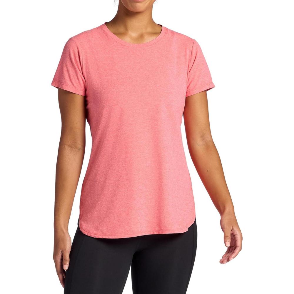 imageGaiam Womens Everyday Performance Crewneck TShirt Slim Fit Stretch Lightweight Material MoistureWickingHibiscus Heather