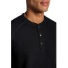 Gaiam Mens Cozy & Cool Henley Shirt, Standard Fit, Stretch Midweight Micro Waffle Jacquard Material(Black)
