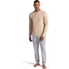 Gaiam Mens Cozy & Cool Henley Shirt, Standard Fit, Stretch Midweight Micro Waffle Jacquard Material(Humus Heather)