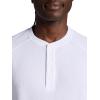 Gaiam Mens Cozy & Cool Henley Shirt, Standard Fit, Stretch Midweight Micro Waffle Jacquard Material(Stark White)
