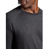 Gaiam Mens Everyday Basic Long Sleeve Crewneck Top, Standard Fit, Stretch Midweight Material(Black Heather)