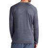 Gaiam Mens Everyday Basic Long Sleeve Crewneck Top, Standard Fit, Stretch Midweight Material(Ebony Heather)