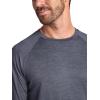 Gaiam Mens Everyday Basic Long Sleeve Crewneck Top, Standard Fit, Stretch Midweight Material(Ebony Heather)