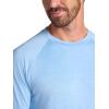 Gaiam Mens Everyday Basic Long Sleeve Crewneck Top, Standard Fit, Stretch Midweight Material(Placid Blue Heather)